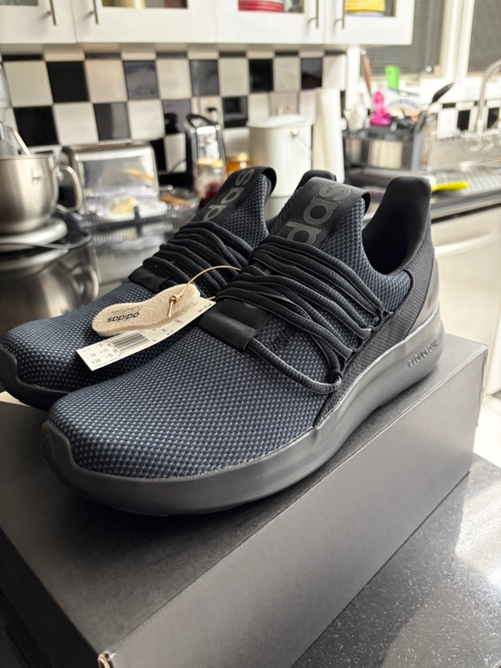 adidas Men's Slip-On Knit Sneakers in Black - Picture 3 of 6